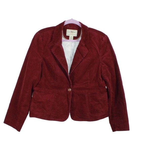 L.L. Bean Jackets & Blazers - Vintage LL Bean Red Velvet Lined Long Sleeves Blazer Preppy Jacket 16 Pet
